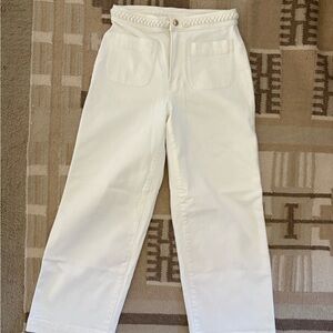 Madewell White Wide Leg Cropped Pants